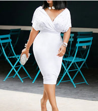 Load image into Gallery viewer, V-Neck Half-Sleeve Zipper Beaded Dress