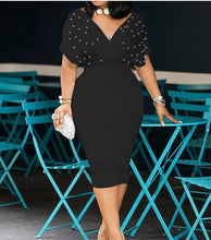 Load image into Gallery viewer, V-Neck Half-Sleeve Zipper Beaded Dress