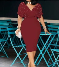 Load image into Gallery viewer, V-Neck Half-Sleeve Zipper Beaded Dress