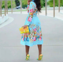 Load image into Gallery viewer, Autumn Long Sleeve Pleated Floral Dress
