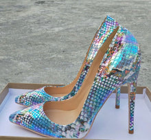 Load image into Gallery viewer, Blue Python Heels
