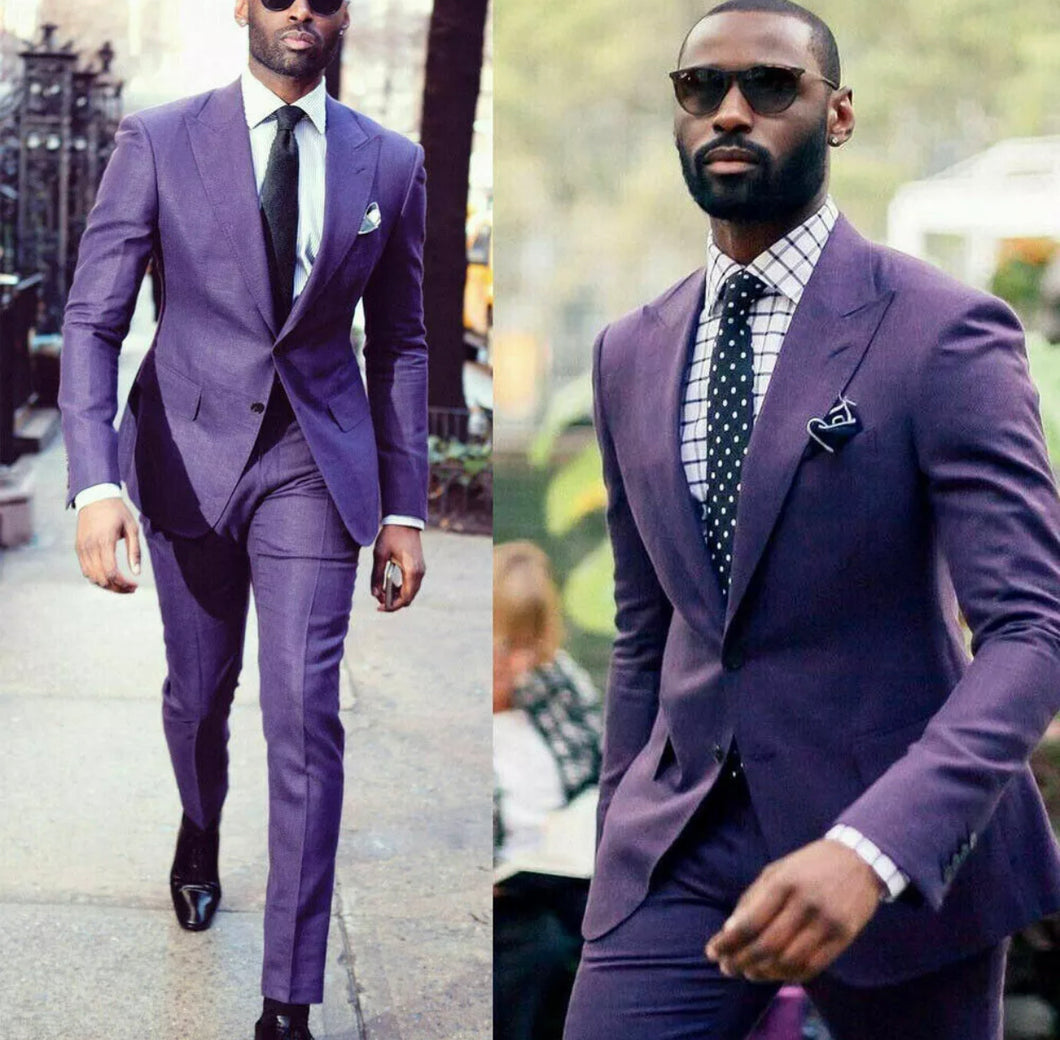 Purple Men Suit Slim Fit