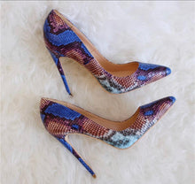 Load image into Gallery viewer, Blue Snake Heels
