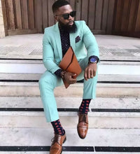 Load image into Gallery viewer, Mint Green Skinny Slim Fit Suits
